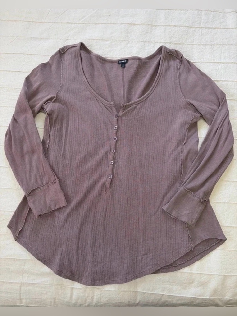 Torrid mauve ribbed cotton henley